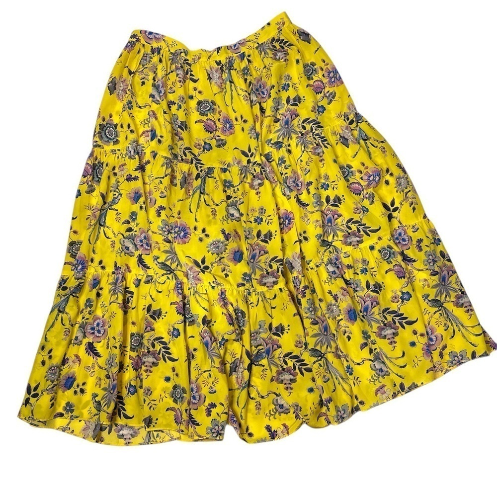 Les Reveries Women’s Floral Print Maxi Midi Skirt Silk Size 4